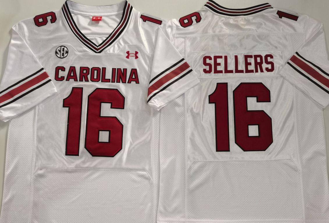 Men South Carolina Gamecocks #16 Sellers White Elite 2025 NCAA Jersey